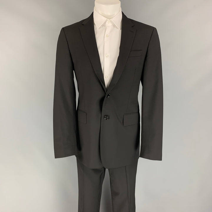 BURBERRY LONDON Size 40 Black Virgin Wool Single Breasted Suit