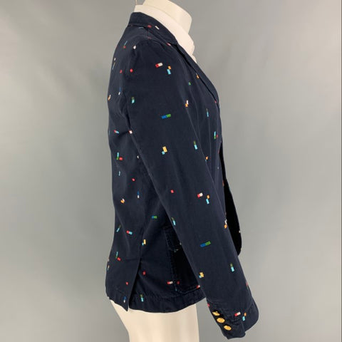 BAND OF OUTSIDERS Size 38 Multi-Color Embroidery Cotton Sport Coat