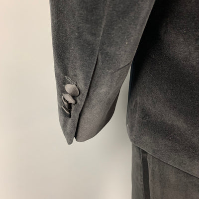 HUGO BOSS Size 40 Regular Black Cotton Velvet Shawl Collar Tuxedo Suit