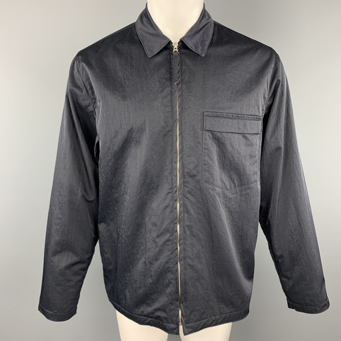 OUR LEGACY Size 38 Navy Textured Nylon Zip Jacket