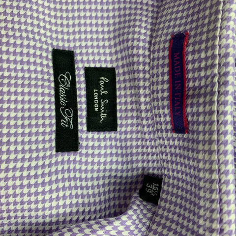 PAUL SMITH Size M Lavender & White Checkered Cotton Button Down Long Sleeve Shirt