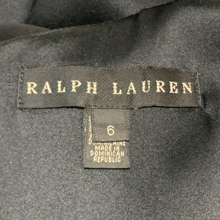 RALPH LAUREN Size 6 Black Stretch Wool Squared V Neck Shift Dress