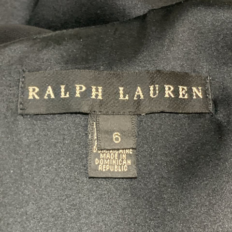 RALPH LAUREN Size 6 Black Stretch Wool Squared V Neck Shift Dress