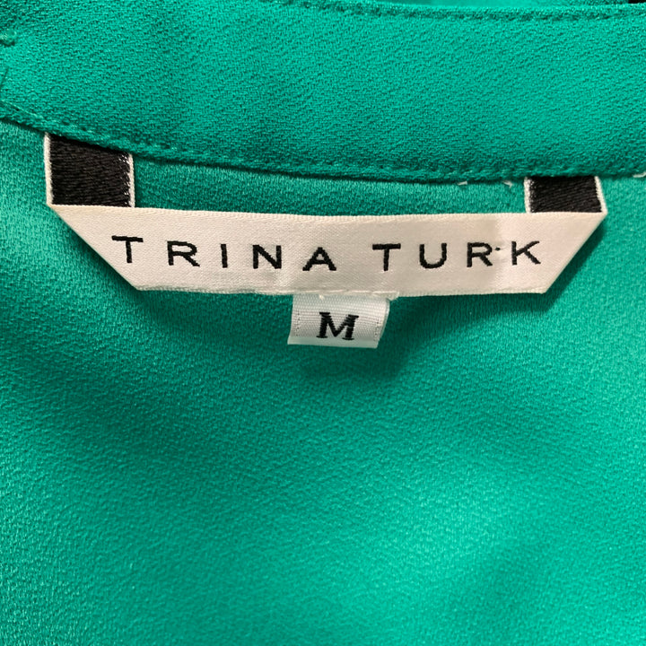 TRINA TURK Size M Green Polyester Solid Blouse