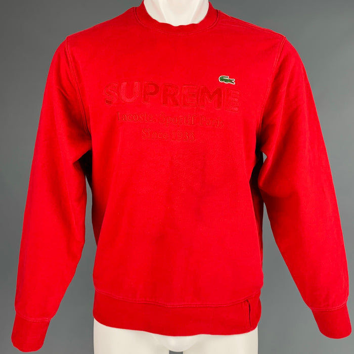 SUPREME Taille S Sweat-shirt à col rond en coton avec logo rouge