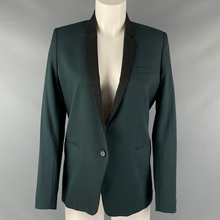 THE KOOPLES Size 4 Green Black Wool Elastane Jacket