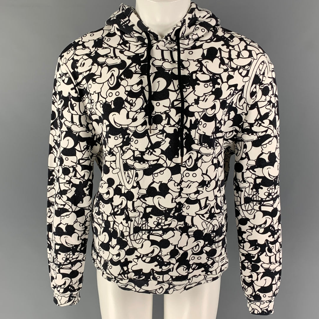 OPENING CEREMONY x DISNEY Size M Black White Print Cotton Hooded Sweatshirt