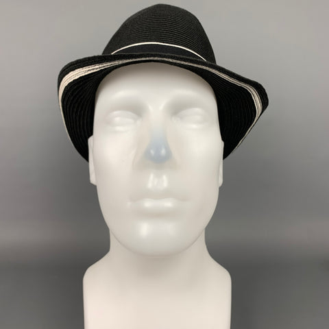 PANDAMERICA Black Raffia Fedora Hat