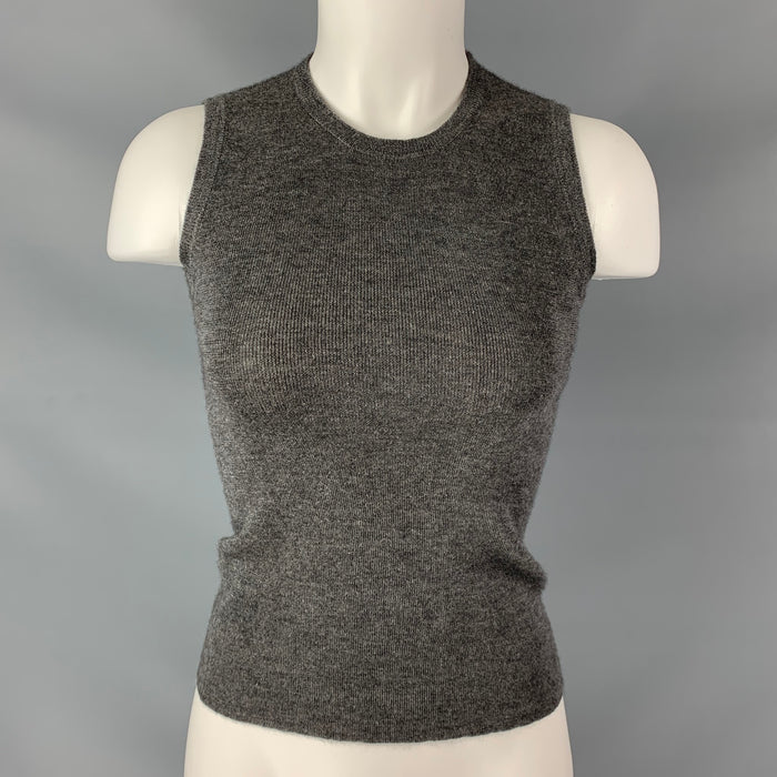 PRADA Size 4 Grey Cashmere & Silk Heather Sleeveless Tank Pullover