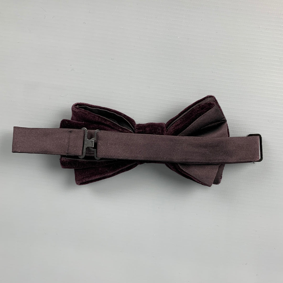 SAKS FIFTH AVENUE Burgundy Cotton Silk Velvet Bow Tie