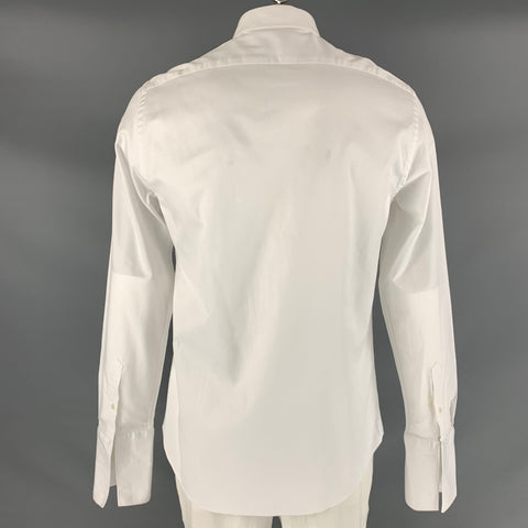 CH by CAROLINA HERRERA Size L White Solid Cotton Button Up Long Sleeve Shirt