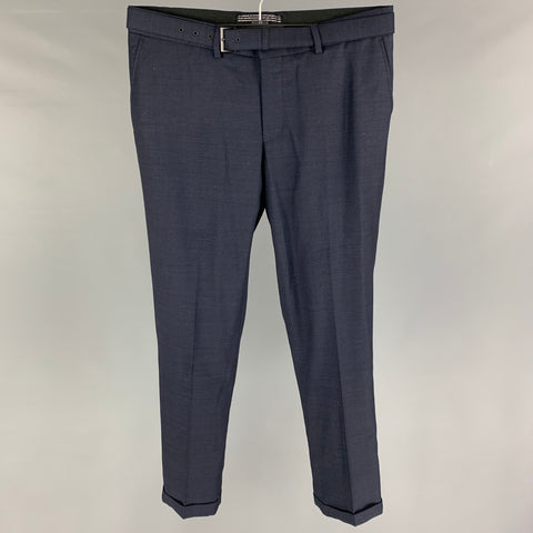 THE KOOPLES Size 30 Navy Wool Belted Dress Pants