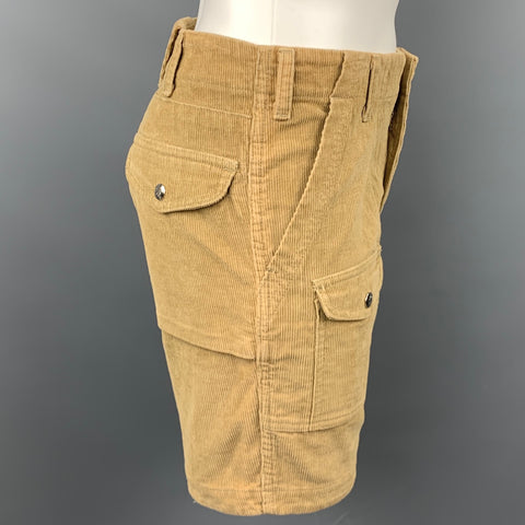 MONITALY Size 32 Tan Textured Corduroy Zip Fly Shorts