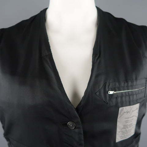 YOHJI YAMAMOTO M Black Knitted Wool Blend Reversible Vest