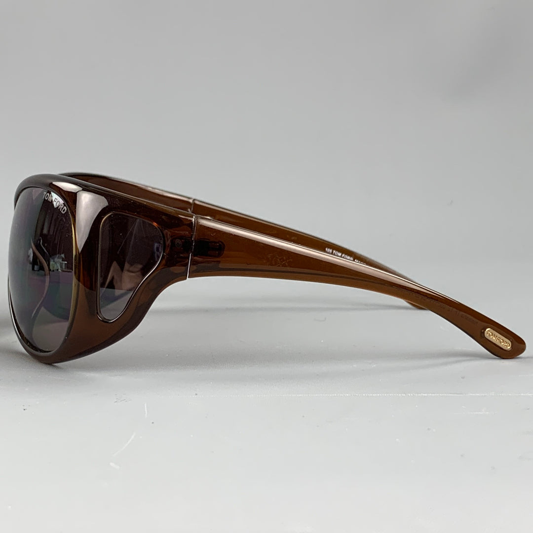 TOM FORD Gafas de sol Natasha Shield de acetato marrón