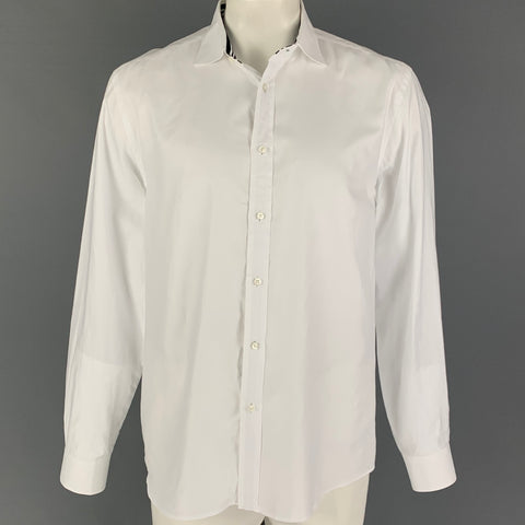 RALPH LAUREN Purple Label Size XL White Cotton Button Up Long Sleeve Shirt