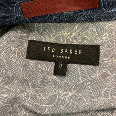 TED BAKER Size M Navy Blue Abstract Cotton Elastane Long Sleeve Shirt