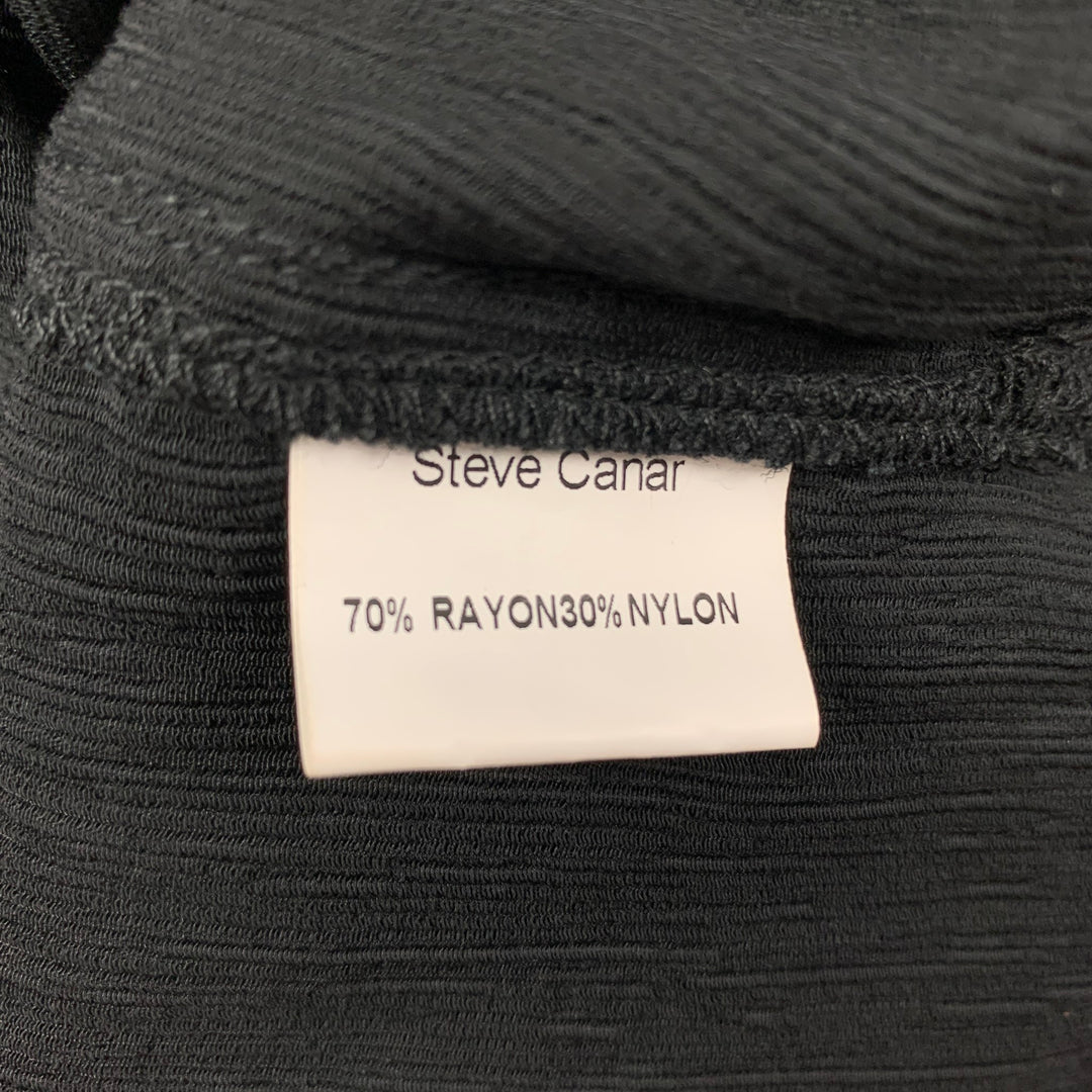E'TALON by STEVE CANAR Size S Black Rayon Nylon Short Sleeve Shirt