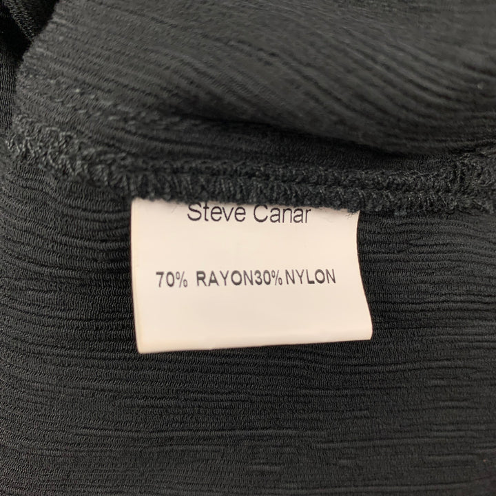 E'TALON by STEVE CANAR Size S Black Rayon Nylon Short Sleeve Shirt