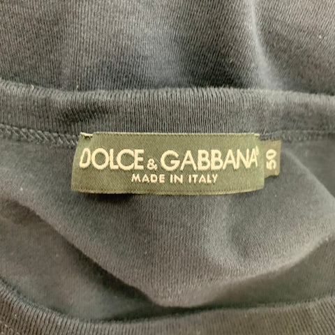 DOLCE & GABBANA Size M Navy Cotton Crew-Neck T-shirt