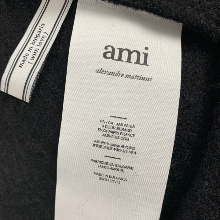 AMI by ALEXANDRE MATTIUSSI Size M Black Textured Wool Buttoned Coat