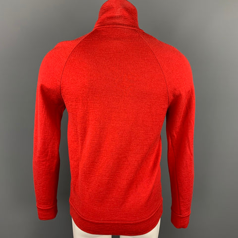 NICOLE FARHI Size M Red Wool Zip Up High Collar Pullover Sweater