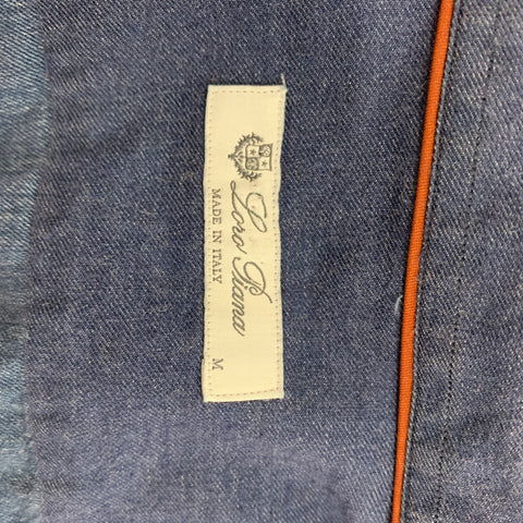 LORO PIANA Size M Blue Cotton Button Up Long Sleeve Shirt