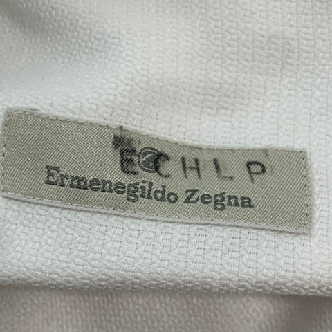 ERMENEGILDO ZEGNA Size L White Cotton Long Sleeve Shirt