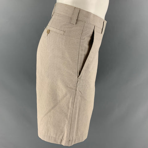 ETRO Size 32 Khaki Window Pane Cotton Shorts