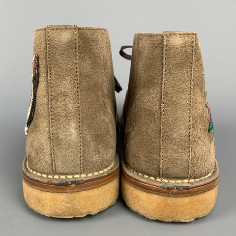 GUCCI Size 11 Taupe Textured Suede Crepe Sole Chukka Boots
