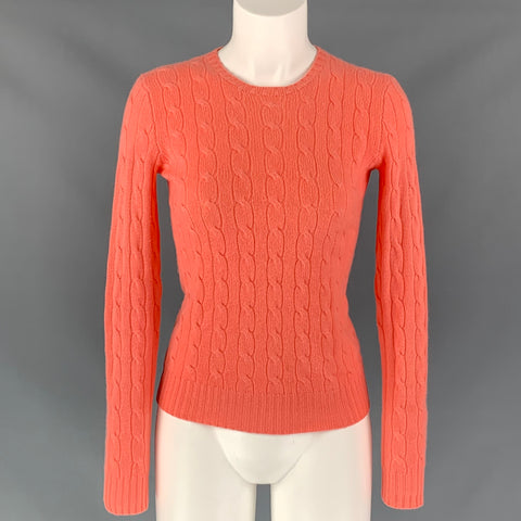 RALPH LAUREN Cashmere Cable Knit Size S Coral Pullover