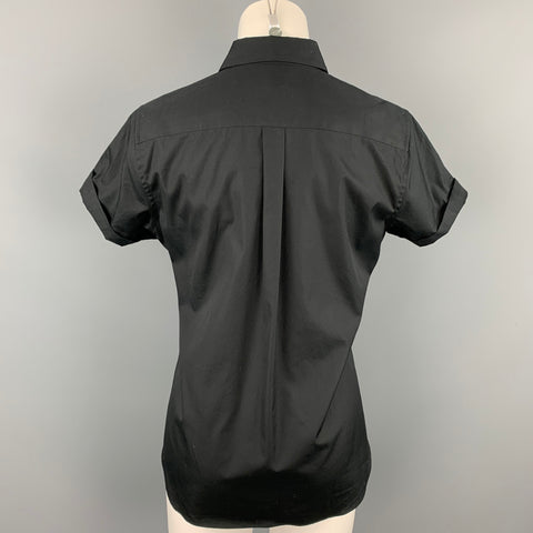 COMME des GARCONS Blusa con flecos de algodón y popelina negra talla S