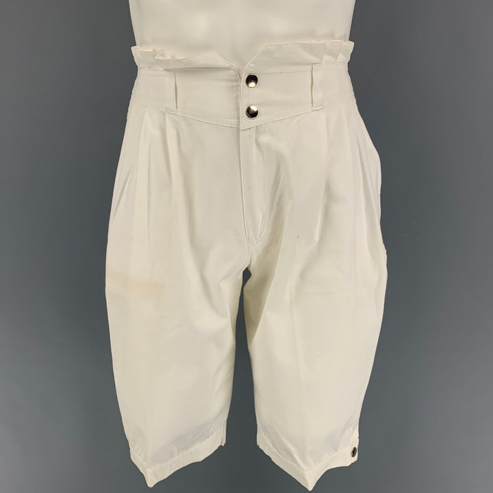 vintage KANSAI YAMAMOTO Taille 28 Short taille haute en coton plissé blanc