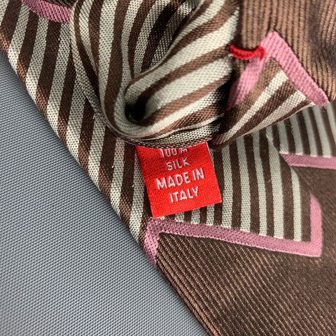 CHRISTIAN LACROIX Brown Grey Pink Graphic Silk Tie