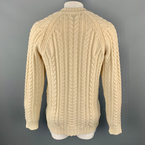 BURBERRY PRORSUM F/W 2011 Size XL Cream Wool / Cashmere Fur V-neck Pullover Sweater