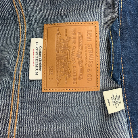 LEVI STRAUSS Premium Size S Dark Wash Blue Denim Trucker Jacket