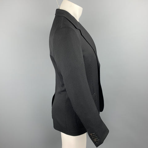 GUCCI Size 38 Regular Black Textured Wool Notch Lapel Sport Coat