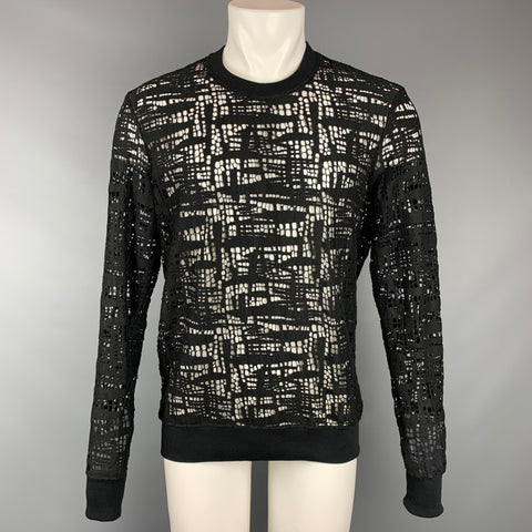 MARKUS LUPFER Size M Black Mesh Cotton / Polyamide Crew-Neck Pullover