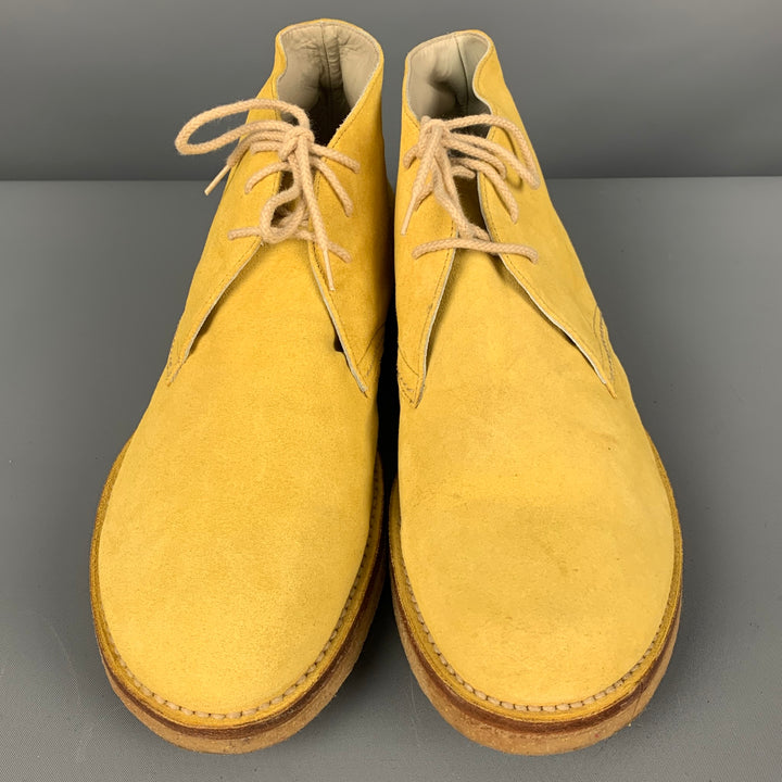 JIL SANDER Size 9 Yellow Suede Ankle Lace Up Shoes