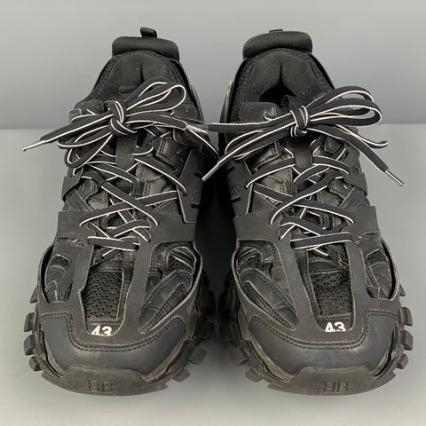 BALENCIAGA Size 10 Black Rubber Low Top Track Sneakers