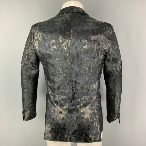 DSQUARED2 Size 36 Black Grey Jacquard Polyester Blend Sport Coat
