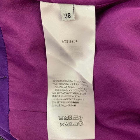 ATTICO Size 2 Purple Acetate Silk Jacquard Balloon Sleeves Dress Top