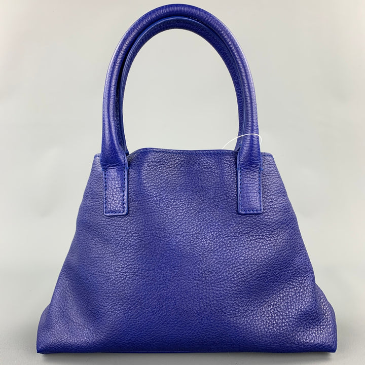 AKRIS Ai Little Cuervo Blue Leather Pebble Grain Shoulder Bag