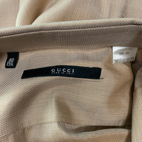 GUCCI Size M Orange Metallic Silk Long Sleeve Shirt