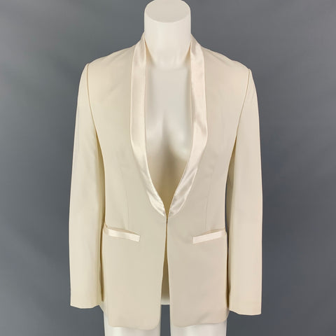 PORTS 1961 Size 0 Cream Wool Satin Trim Tuxedo Blazer