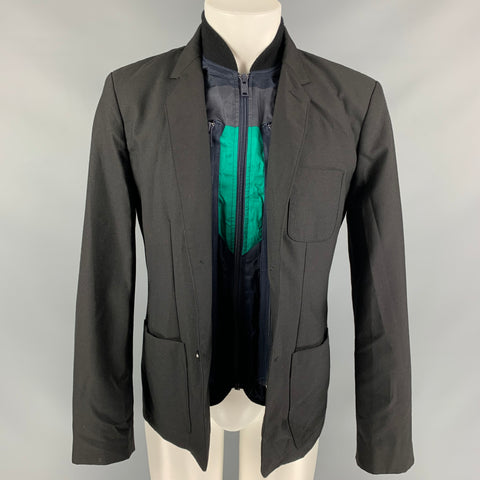 MARC by MARC JACOBS Size L Black & Navy Polyester Blend Jacket