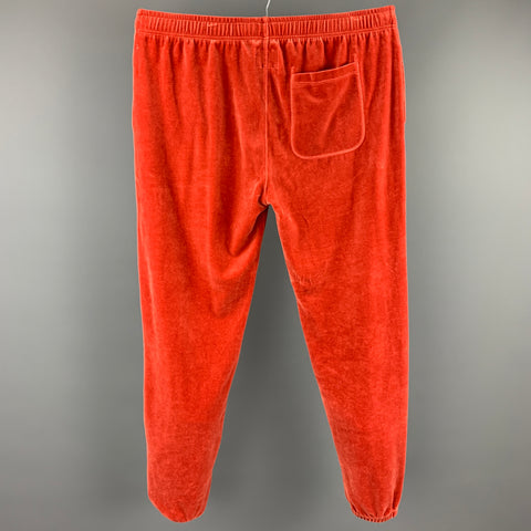 TODD SNYDER Size L Brick Velvet Cotton / Polyamide Drawstring Casual Pants