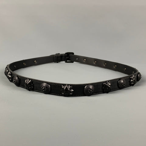 BURBERRY PRORSUM SS 08 Warrior Collection Size 4 Black Embellished Leather Belt