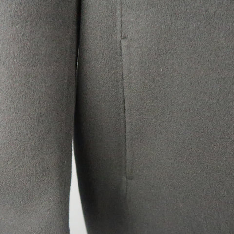 DONNA KARAN M Black Solid Wool / Nylon Hidden Placket Car Coat