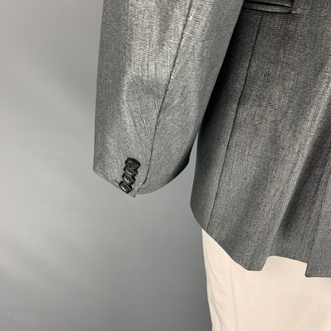 PS by PAUL SMITH Size 44 Silver Metallic Linen / Cotton Notch Lapel Sport Coat